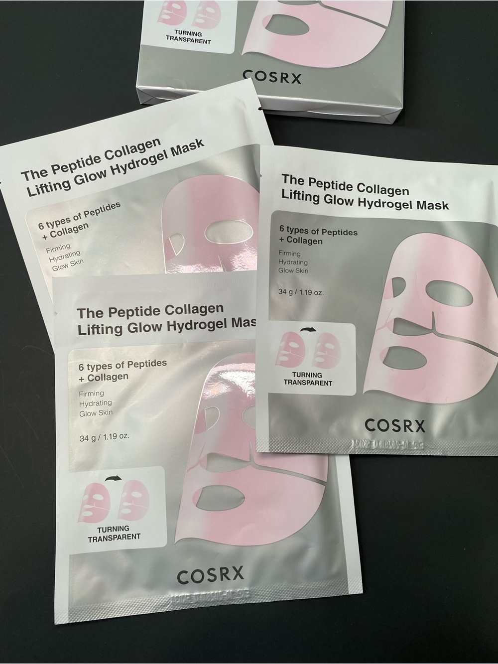 COSRX Peptide Collagen Lifting Glow Hydrogel Mask - Pink & Silver Pack
